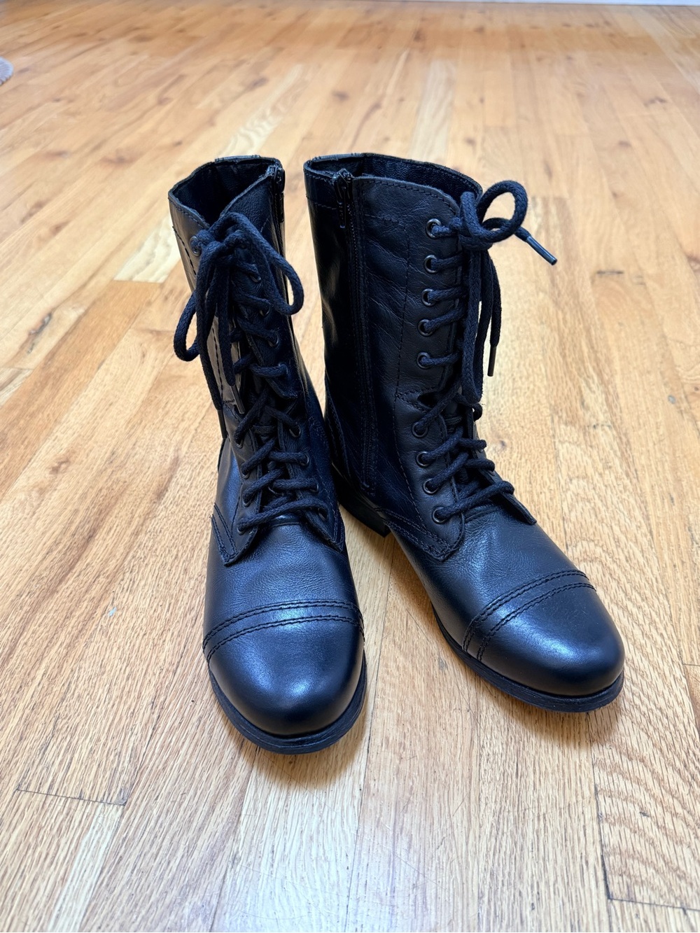 Steve Madden Black Lace-Up Combat & Moto Boots